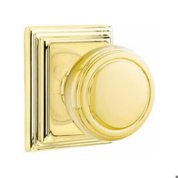 Emtek Norwich Knob 2-3/8 in Backset Passage w/Wilshire Rose for 1-1/4 in to 2 in Door Polished Brass 8161NWUS3 - main